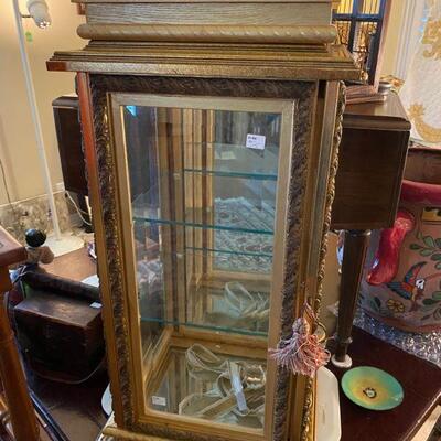 Antique Gold Gilded Table Top Curio Cabinet