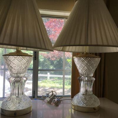 Pair of cut crystal lamps