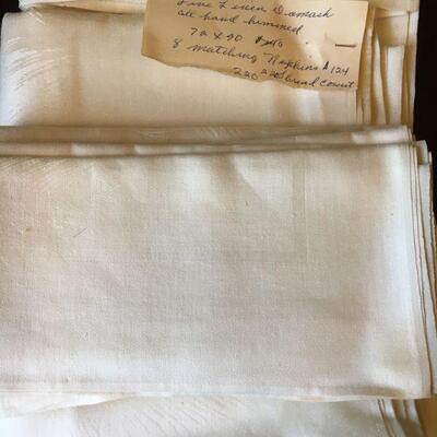 Fine linen damask, hand hemmed