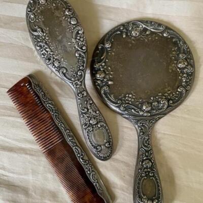 sterling silver dresser set -- backs
