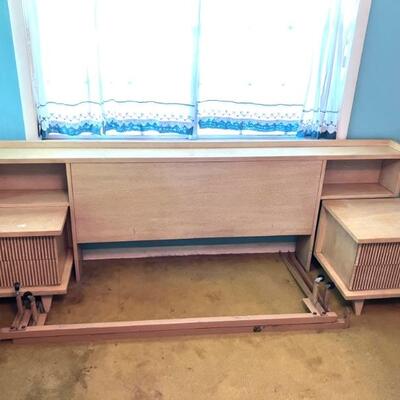 American Martinsville "Bali Hi" Full/Double bed headboard + 2 2-drawer bedside consoles.  *Item available for pre-sale...