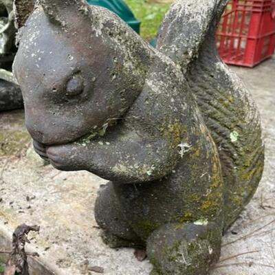 concrete garden art squirrel (approx 12" tall)