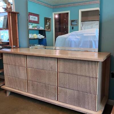 American Martinsville "Bali Hi" 9 drawer dresser with mirror  *Item available for pre-sale purchase 
Chest dimensions: 65"...