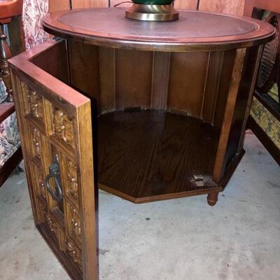 Slate-topped barrel side table #1 open