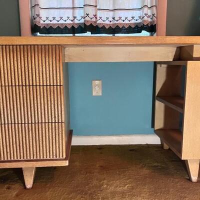 SOLD--American Martinsville "Bali Hi" 3 drawer student desk with 2 bookshelves.  *Item available for pre-sale purchase