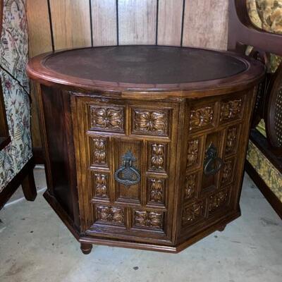Slate-topped barrel side table #1