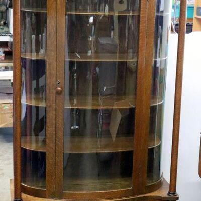 antique display cabinet w curved glass