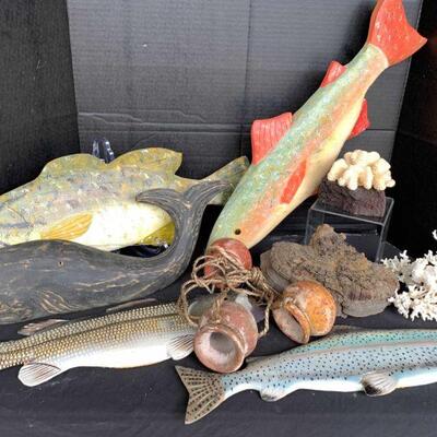 Hand Carved Driftwood, Carved And Hand Painted Fish By Knox & Huffman, And More  https://ctbids.com/estate-sale/17023/item/1665970