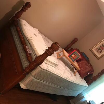 Queen bed with boxspring and mattress $240