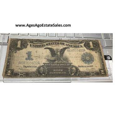 https://www.agesagoestatesales.com/product/lrm8301-us-1899-1-black-eagle-silver-certificate-speelman-white-fr-236/104	LRM8301 US 1899 $1...