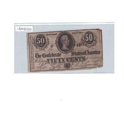 https://www.agesagoestatesales.com/product/lrm8350-confederate-states-america-csa-50-cents-note-wz/97	LRM8350 Confederate States America...