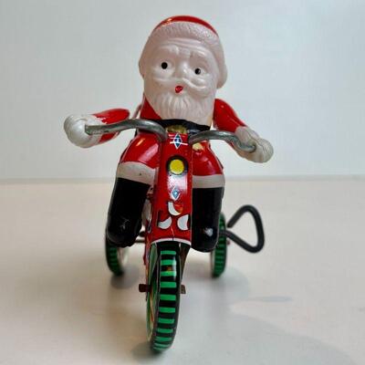 Celluloid Santa on a Tin Bike