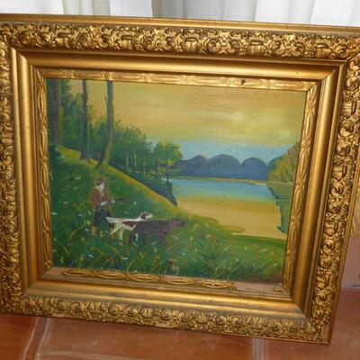 1800's  folk art  hunting scene