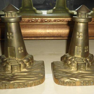 Nova Scotia brass lighthouse bookends