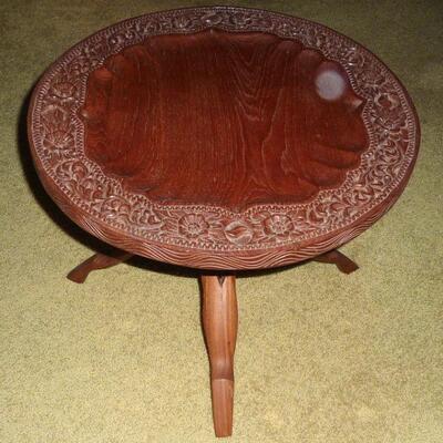 Carved teak table 