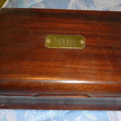 Dresser box with brass plaque