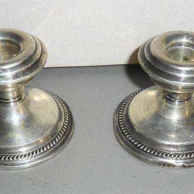 Pair sterling candle holders
