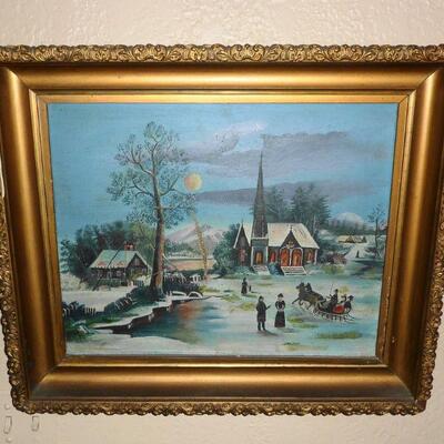 1800's New England winter scene