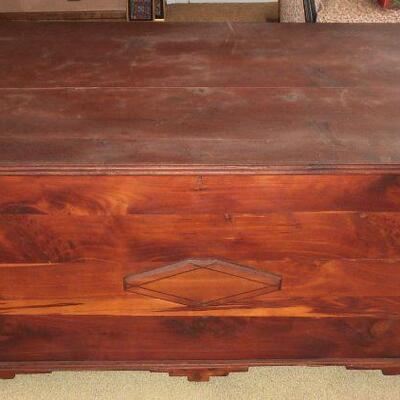 Hand built cedar trunk with interior tray, also has a lock & key