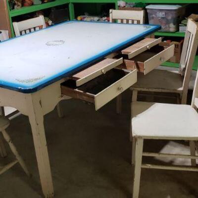 Vintage Enamel Top Table