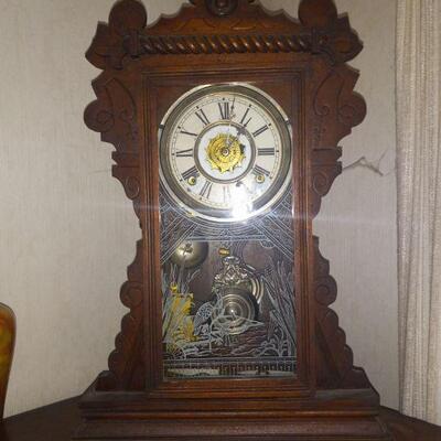 Victorisn Oak kitchen clock with shelf
TEXT for appt  626 676 4202
