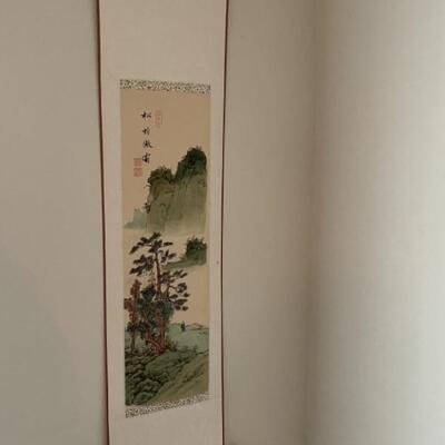 Asian Landscape Hanging Scroll is 38in x 10in
