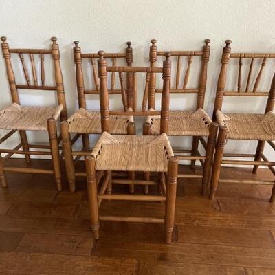 (6) Vintage Shaker Chairs with Rush Seats