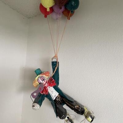 Paper Machê Hanging Clown, Mexico, Signed