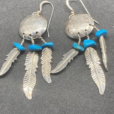 925 Silver & Turquoise Earrings Weigh 7.19g