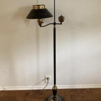 Vintage Hitchcock Style Black & Gold Floor Lamp