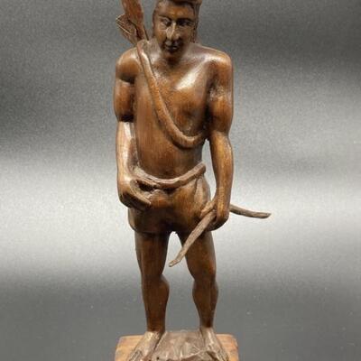 Carved Warrior 9.5in Wood Statue from Honduras
