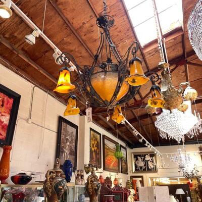 Hand-Blown Glass Chandelier