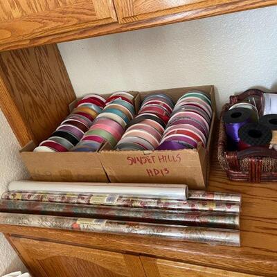 wrapping paper and ribbon