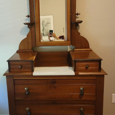 Marble Top Eastlake Dresser With Mirror https://ctbids.com/estate-sale/17250/item/1693023