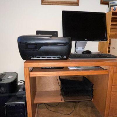 Home office-shredder, HP printer, HP computer