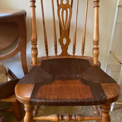 Antique Fretwork Side Chair with Rush Seat