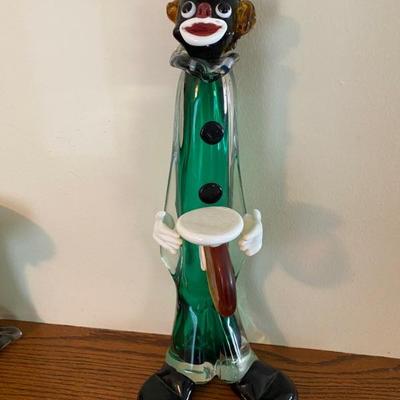 Vintage 1950's Italian Art Glass, Seguso Clown, Black Face with Drum/Cymbal