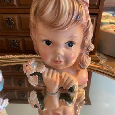 Vintage Enseco Little Girl Head Vase Planter