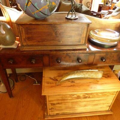 Antique Solid Wood Console Table, Cedar Trunk