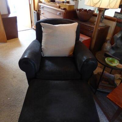Black Leather Chair & Ottoman