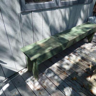 Long Green Painted Rustic Garden or Porch Bench