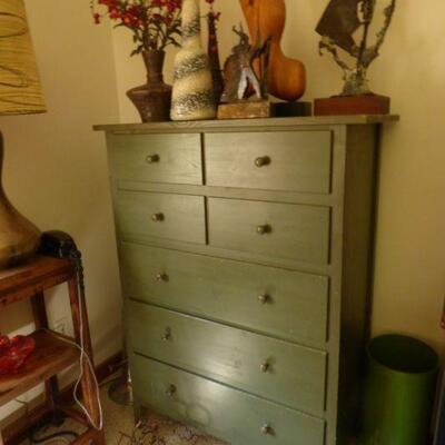 Seafoam Green Stained Four-Over-Three Drawer Dresser