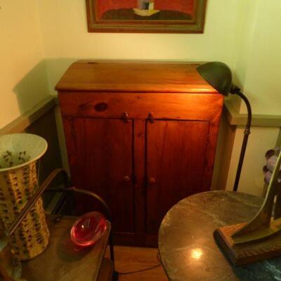 Antique Pine Cupboard w/ Slanted Top