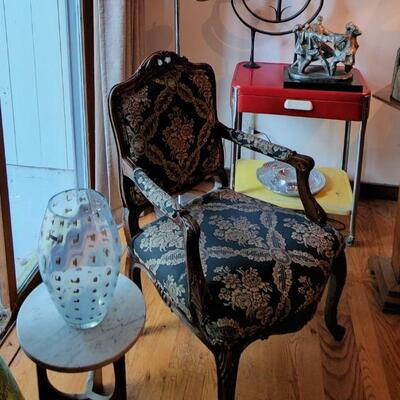 Art Glass Vase, Louis XV Chair