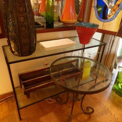 Wrought Iron & Glass Console & Accent Tables