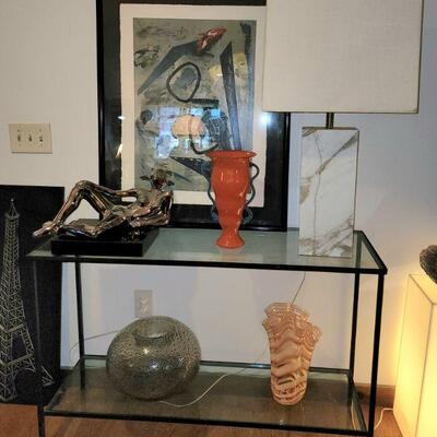 Art Glass, Sculpture, Marble Lamp