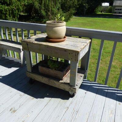 Rustic-Industrial Wooden Potting Stand