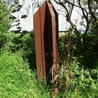 Abstract Brutalist Iron Outdoor Obelisk Sculpture