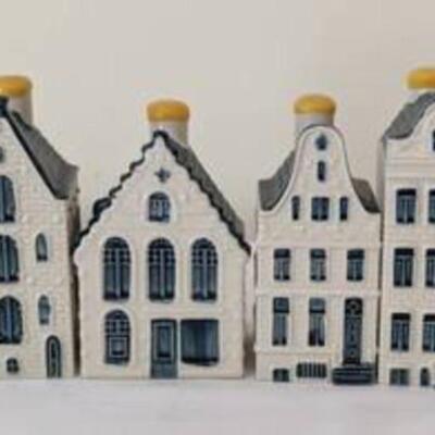 Four Vintage KLM Delf Bols Miniature Houses