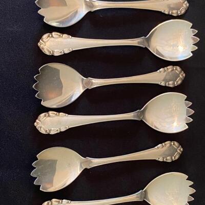 Set of 6 Georg Jensen Lily of the Valley Sterling Silver Ice Cream Spoons each measuring about 5.2” 